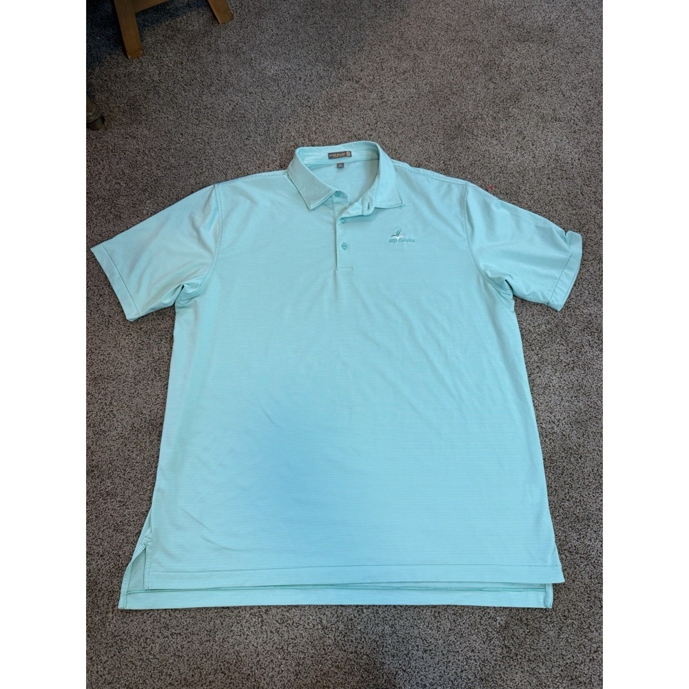 Peter Millar Summer Comfort White  And Green Stripe XXL Golf Polo